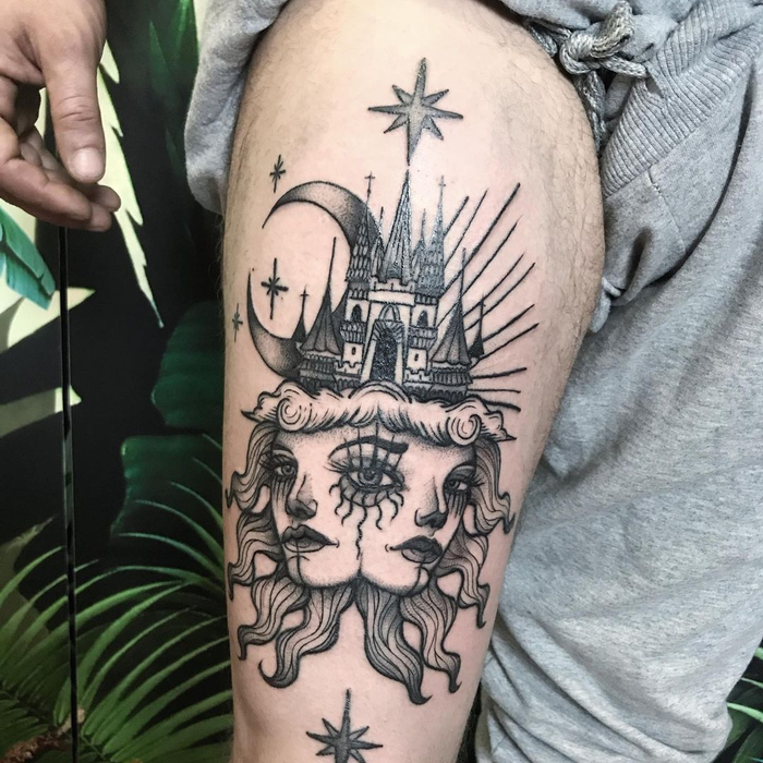 Britt Gorman on Twitter Castle in the sky is a Britt original piece With  inspiration from outer space Narnia and Castle Dracula this tattoo is  bound to have something you love 